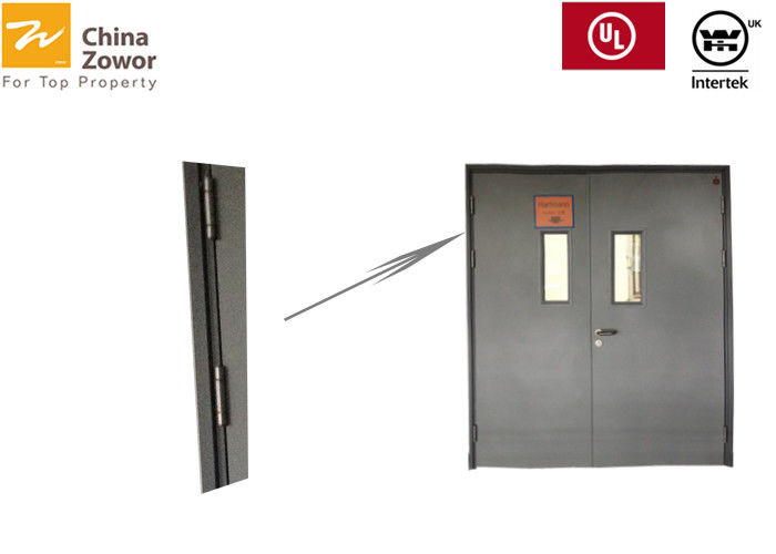 Graues Farbdoppelt-Schwingen-feuerfeste Stahltür mit Sichtfenster für
