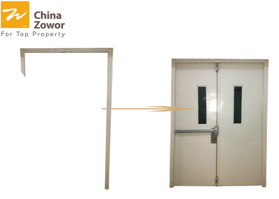 Double Leaf Gal. Steel Insulated Fire Exit Door With Vision Panel For Commercial Buildings