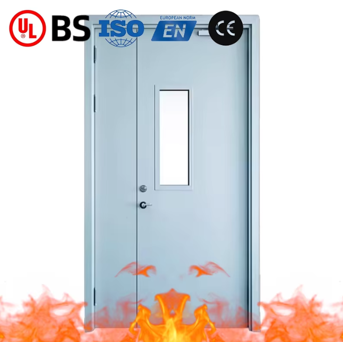 Modern Double-layer Metal Steel Fire Door 3-hour Fire Rating Heat-insulated Safe Exit Commercial RAL